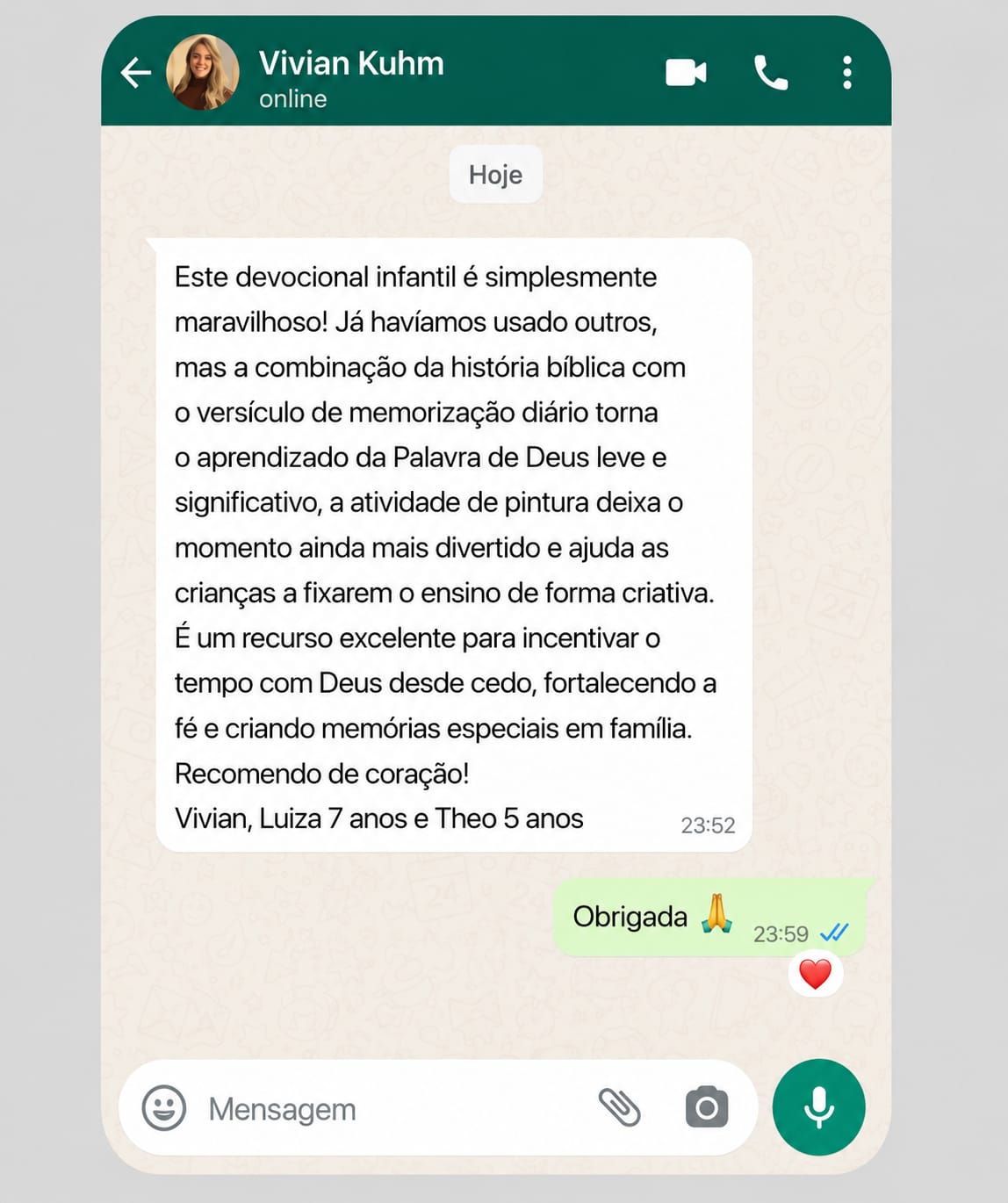 Depoimento de mãe 3
